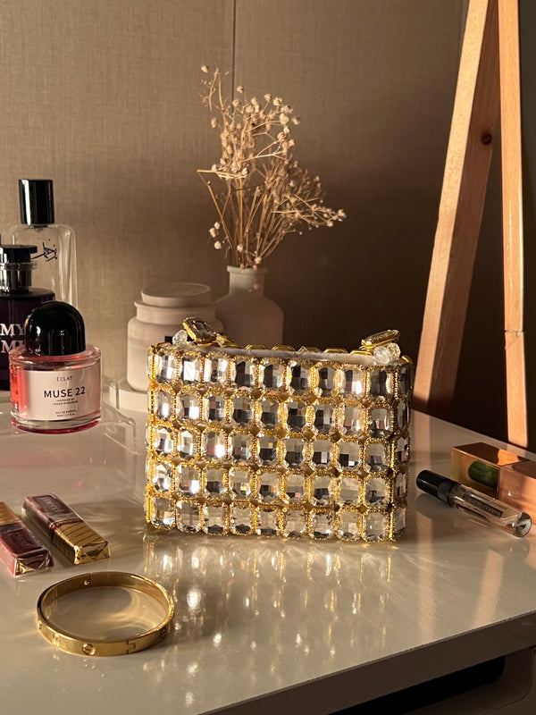 Silver Golden Gemstone Clutch